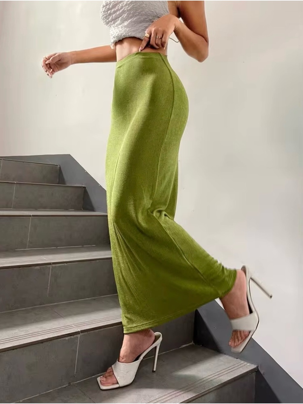 SHEIN Olive Green Maxi Skirt. Size small